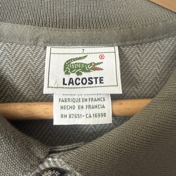 Lacoste Polo Shirt Mens 7 Sz XXL Gray Contrast Collar Big Crocodile Preppy - Picture 3 of 13